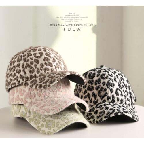 Autumn Winter Fashion Leopard Print Wool Baseball Cap Sports Dance Party Hats Snapback Sun Hat Hip-Hop Adjustable Caps Windproof