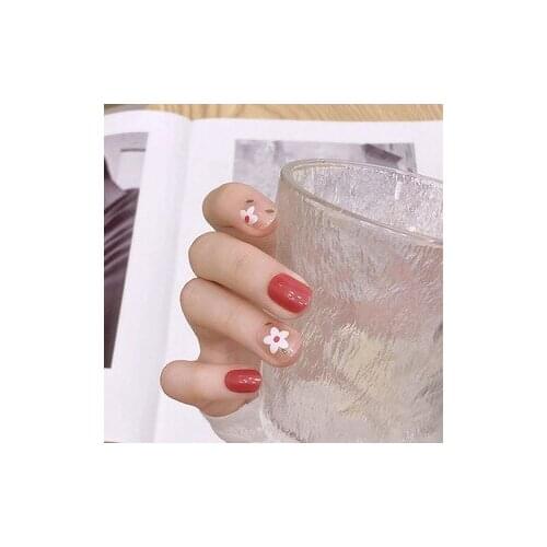 24pcs Little Daisies Nail Patch Glue Type Removable Short Paragraph Small Fresh Fashion False Nails Manicure False Nail Patch