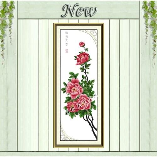 National beauty fragrance peony flower painting counted print on canvas DMC 11CT 14CT Cross Stitch kits embroider needlework Set