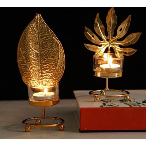 Candlestick Exquisite Decorative Nordic Style Leaf Electroplated Candle Holder Romantic Beautiful Plating Candelabra Engagement