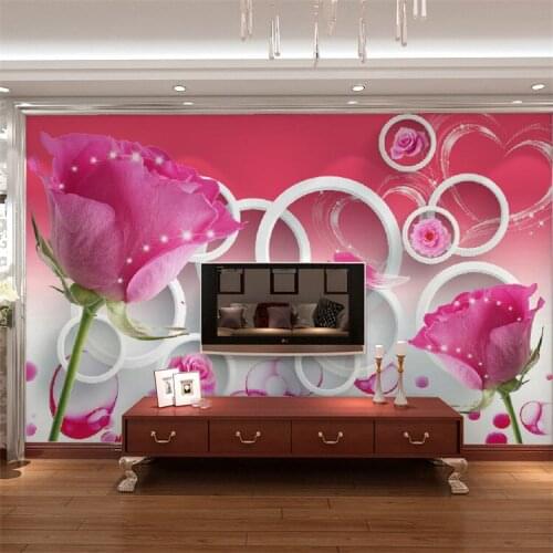 Custom 3d TV background wallpaper European wallpaper mural rose flowers red wedding room living room bedroom mural