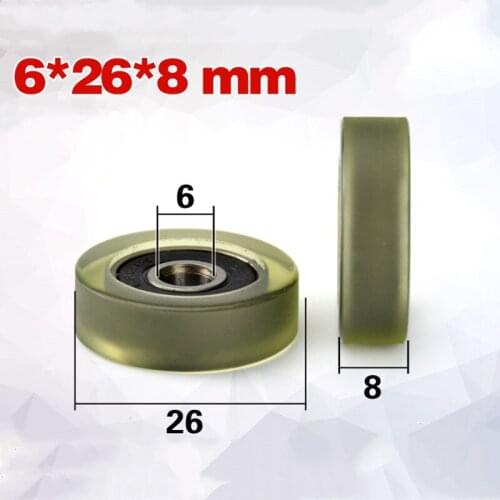 [PU0626-8]Free shipping 10PCS 6*26*8mm inner 6mm PU TPU bearing roller bike drawer TPU bearing pulley