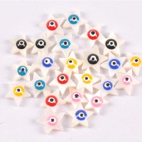 10Pcs/lot Evil Eyes Stars Shells For Jewelry Making Bracelet Mother Of Pearl Seashells Loose Beads DIY Home Decor Crafts tr0362