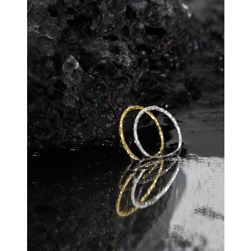 Real 100% S990 Sterling Silver Irregular 1.35mm Narrow Ring Woman Finger Jewelry, Milimalist Gold Color Rings Girl Accessories