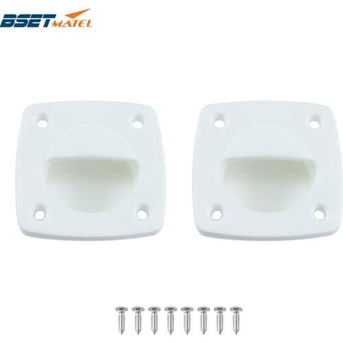 2PCS White Nylon Recessed Flush Sliding Door Handle Pull Square Hatch Pull Handle Motorboat Marine Boat Yacht Cabin Accesories