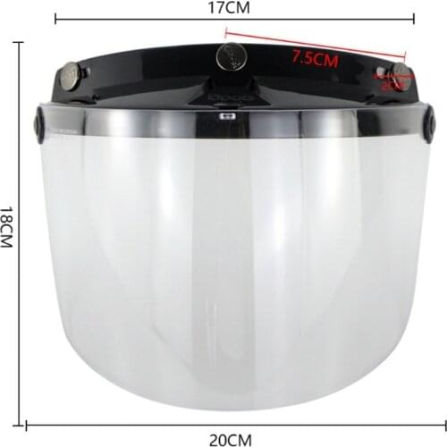 Windproof 3-Snap Visor Lens Shield for Motorcycle Helmets Flip Up Down Open Face 0824