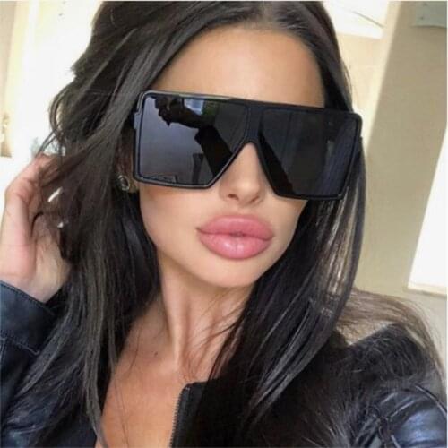 Blue Oversized Square Sunglasses Ladies Men Vintage Flat Top Sun Glasses Large Frame Shades For Women 2020 Trending Big Eyewear