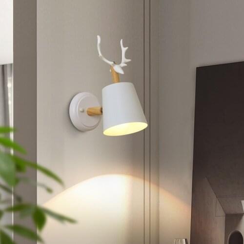 Nordic style modern minimalist creative lamp color bedroom bedside lamp living room study balcony LED wall lamp