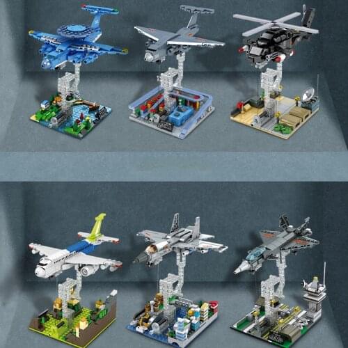 Tensegrity Sculpture Military Battle Transport Plane China J-20 Army Fighter Model Building Brick Block Airliner C919 Helicopter