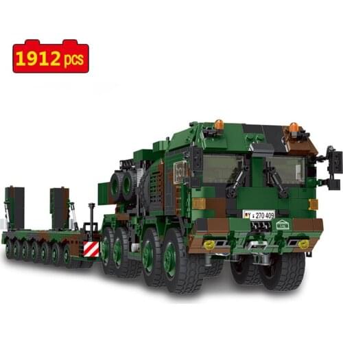 Military series WW2 German 8*8 wheel Tractor Truck Elephant tank carrier DIY Model Building blocks Toys Gifts