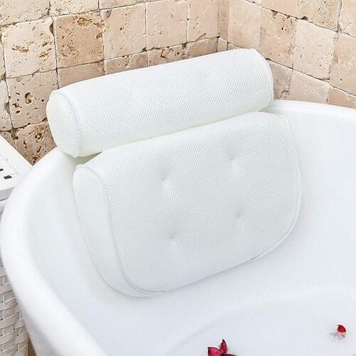 Breathable 3D Mesh Bath Pillow with Suction Cups Neck and Back Support Spa Pillow for Home Hot Tub Bathroom Accersories