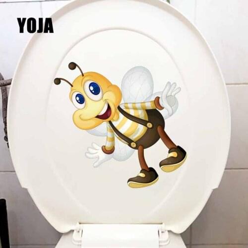 YOJA 21.4X20.4CM Intereting Cartoon Bee Living Room Home Decor Wall Sticker Toilet Decal Modern Art T5-0917