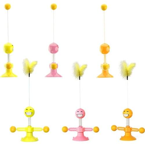 Funny Windmill Cat Toy Feather Teaser Wand Ball Suction Cup Pet Accessories