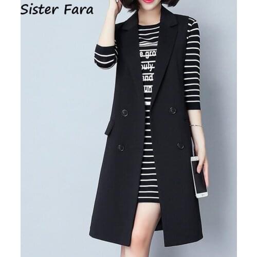 Sister Fara Large Size Office Lady Long Vest Outwear Work Office Coat Women Womens Spring Autumn Mid-length Waistcoat Jacket