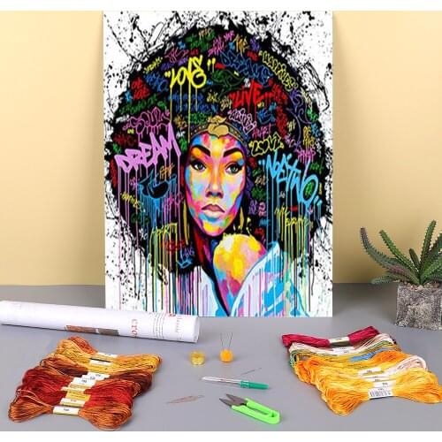 Woman Portrait Pre-Printed 11CT Cross-Stitch DIY Embroidery Patterns DMC Threads Needlework Hobby Craft Handmade Wholesale