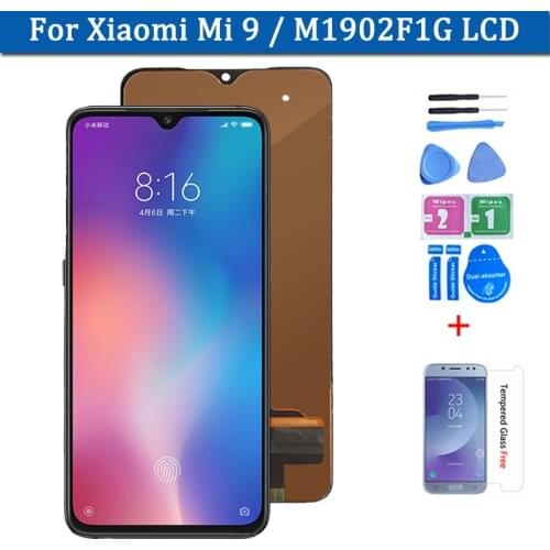 AMOLED LCD For Xiaomi Mi 9 Display support 10 Touch Screen Replacement For MI9 Global M1902F1G Digitizer Screen Repairment