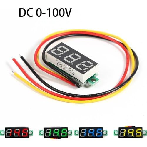 0.28 Inch Ultra Small DC Digital Display Adjustable Three Line DC 0-100V Battery Voltmeter 2-Line 3-Line Universal