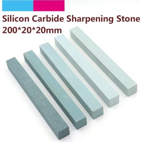 1pc 80 to 3000 Grit Square Jade Knife Sharpener Sharpening Stone 200x20mm Green Silicone Carbide Oil Stone Polish Grinding Tools