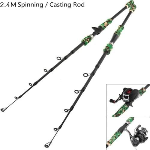 2.4m Camouflage Carbon Fiber Lure Fishing Rod Spinning Casting Rod 6 Section Telescopic Ultra Light Travel Fishing Pole