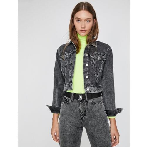 2020 Women Denim Jacket Gray Daily Wear sexy lady джинсовая куртка