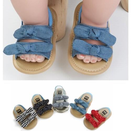 2021New Fashion Newborn Infant Baby Girls Princess Shoes Bowknot Toddler Summer Sandals Elastic Band Non-slip Shoes 0-18M