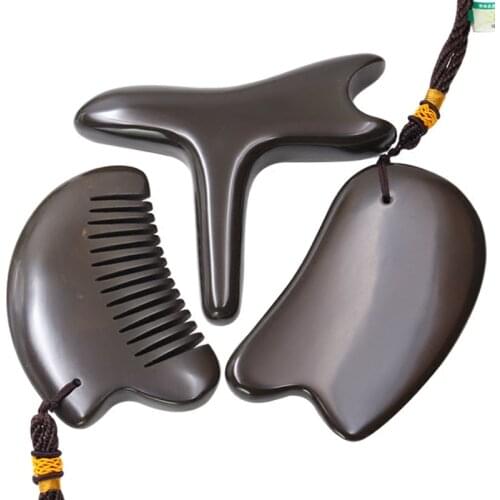 5A grade SiBin brown color Bian stone massage guasha kit beauty face plate triangle 90x45x10mm 100% original gift bag rope