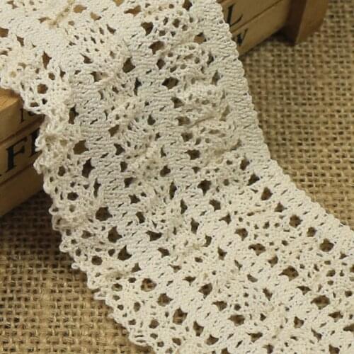 65mm Wide Stretching Lace Trim Beige 5 Yards/10 Yards/15 Yards/20 Yards Cotton Elastic Fabric Trimming Garment Sewing Craft