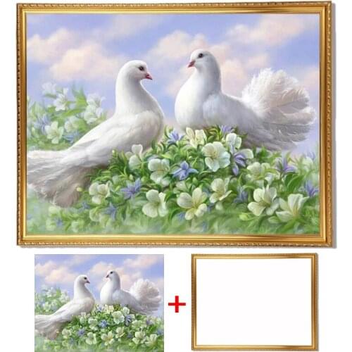 Framed Diamond Painting Animals Pigeon Diamond Embroidery Full Round Diamond Mosaic Cartoon Cross Stitch Diamond Beads Art