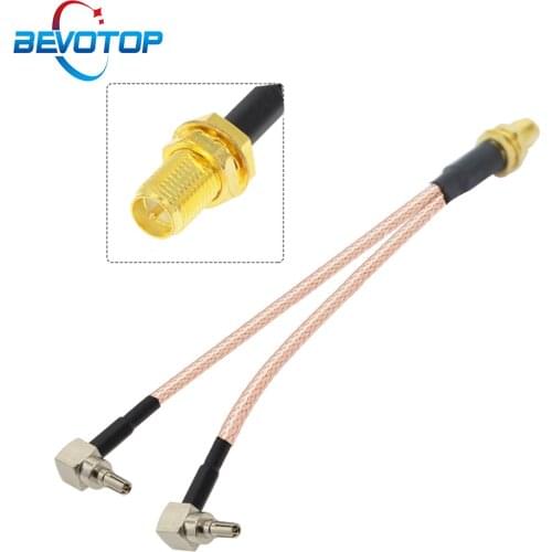 RP SMA Female to Dual TS9 Male Right Angle Plug Y Type 1 to 2 Splitter Cable 3G 4G Modem Router Adapter RF Coaxial RG316 Pigtail