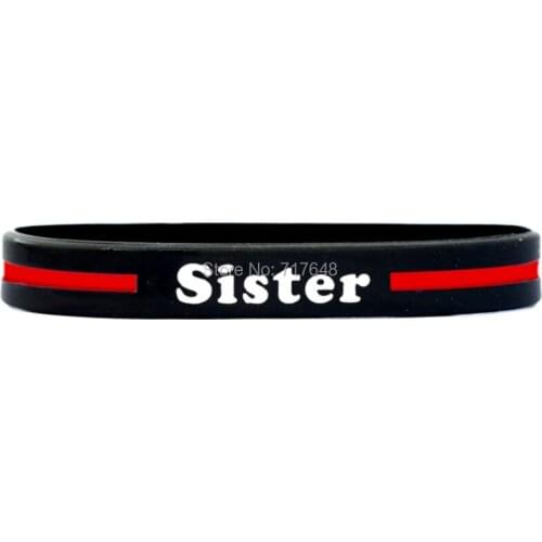 100pcs Inspirational Family Sister Thin Red Line wristband silicone bracelets free shipping by ePacket A