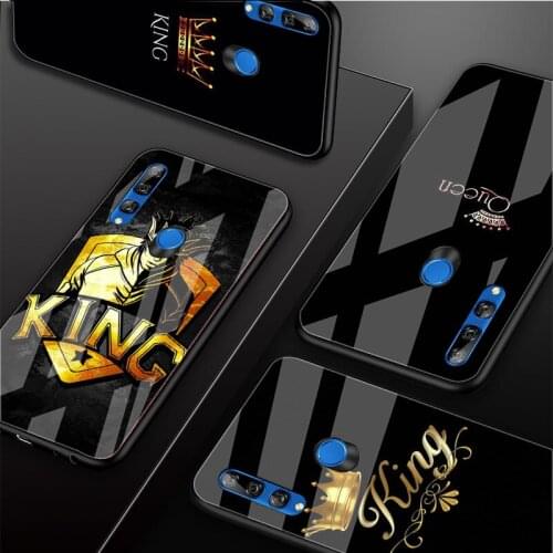 Queen and king crown Tempered Glass Phone Case For Huawei honor 8X 9 10i 20i 20Lite 20Pro 30 Pro Cover Shell
