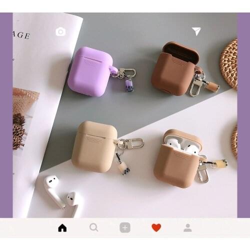 Cute Milk Tea for AirPods protective Case Silicone Soft shell for wireless Bluetooth headset set female Cover anti-fall