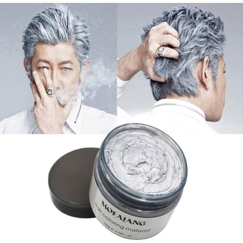 Color Hair Wax Styling Pomade Silver Grandma Grey Disposable Natural Hair Strong Gel Cream Hair Dye for Women Men 120g