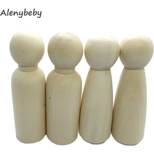 10pcs 90mm Boy and girl Wooden Peg Dolls Unpainted Figures DIY Arts Crafts supplies kids baby toys Christmas home decorations