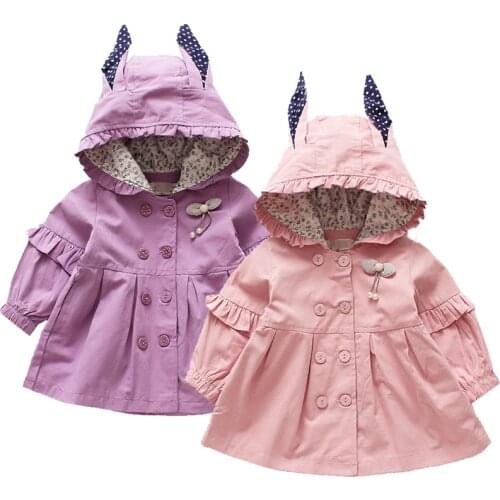 Baby Girl Clothes 3 Colours Cute Floret Cartoon Baby Jacket Spring And Autumn Kids Jacket Windbreaker Hooded Button Kids Clothes