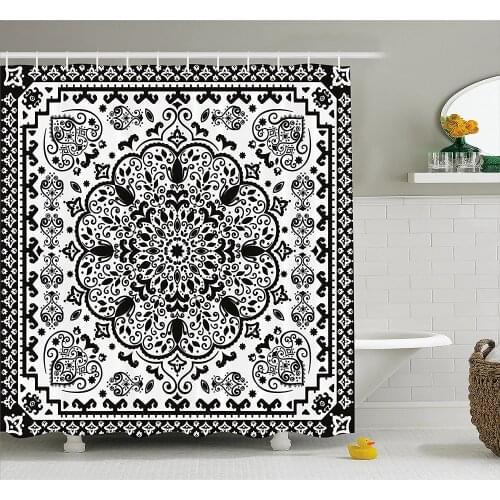 Ethnic Shower Curtain Ethnic Mandala Floral Lace Paisley Mehndi Tribal Lace Image Art Print Wall Decoration Hanging Curtains