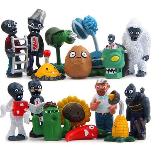 16pcs/lot Plants vs Zombies Figures Toy PVZ Zombies SunFlower Potato Mine Jalapeno DIGGER ZOMBIE PVC Action Figure Model Toy