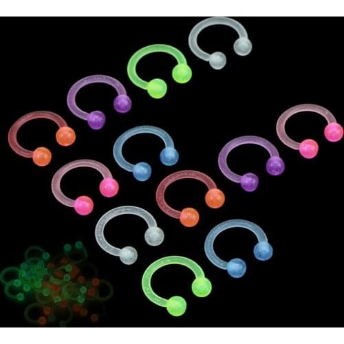 Hot 10/20PCS Luminous Acrylic Tongue Ring For Women Ear Septum Nipple Piercing Bar Bell Navel Lip Eyebrow Piercing Body Jewelry
