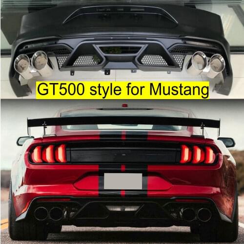GT500 rear bumper / PU rear diffuser lip / exhaust pip tips car rear bumpers for Ford Mustang bodykit 2018 2019 bodykit bumpers