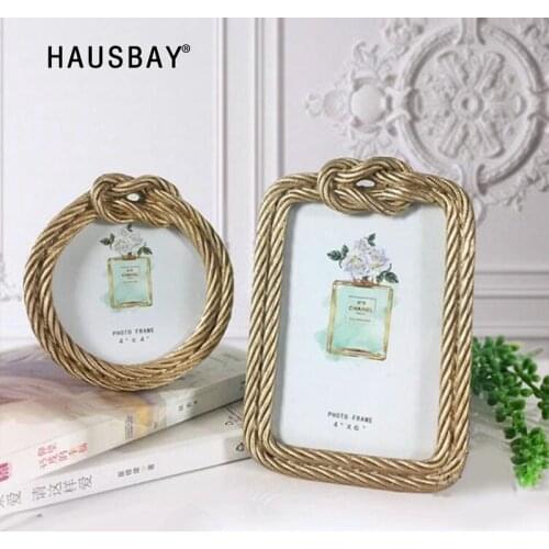 Creative Hemp Rope Design Photo Frame Nordic Style Handmade Resin Phase Wedding Photo Frame Hoom Decoration Accessories 05450