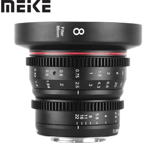Meike 8mm T2.9 Large Aperture Manual Focus Cine Lens for Olympus Panasonic Lumix M4/3 Mount GH2 GH3 GH5 G6 G9 OMD-EM10 Cameras