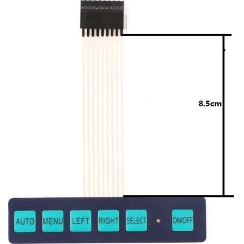 Free shipping 5pc 1 row 6 key membrane switch/ Thin film button control panel 1*6 membrane switch extended keyboard With led