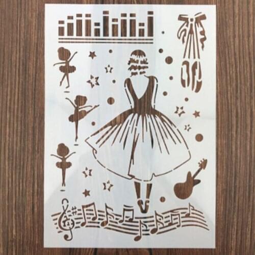1PC Musical ballet girl Shaped Reusable Stencil Airbrush Painting Art DIY Home Decor Scrap booking Album Crafts