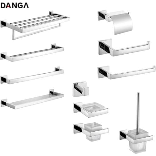 Stainless Steel Bathroom Hardware Set Toilet Paper Holder Towel Bar Rack Toilet Paper Holder Bathroom Accessories Robe Hook