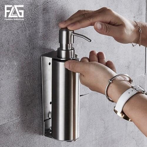 FLG 200ml Wall Mounted Pumps Stainless Steel Lotion Pump Home Bath Black Coated Boston Round Soap Dispenser Bathroom Supply