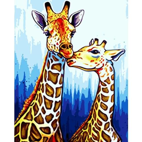 Low price seckill Paint by Numbers Giraffe for Adults DIY Canvas Oil Painting Kits Acrylic Paintworks Wall Decoration 16x20