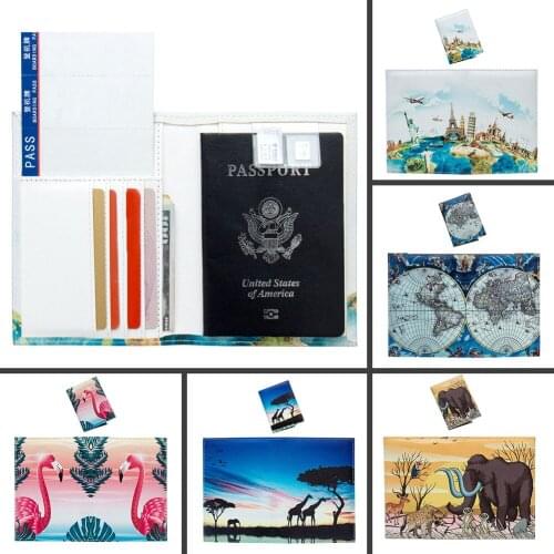 Embroidery Cross Stitch Book Cover World Map Color Unisex Traveling Blocking Card Holder Passport Cover Animal Passport Book