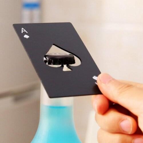 Black/Silver Poker Card Spades Beer Bottle Opener Personalized Stainless Steel Bottle Opener Bar Tool Kitchen Gadgets