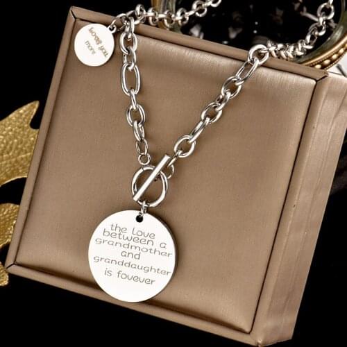 Colorfast stainless steel ot buckle necklace, letter round heart-shaped pendant, simple and fashionable female gift jewelry