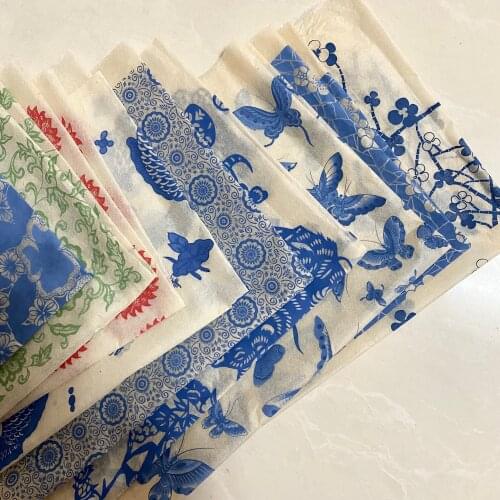 5PCS/set transfer paper Pottery underglazed color figure flower paper blue and white decals auspicious plum bird decal